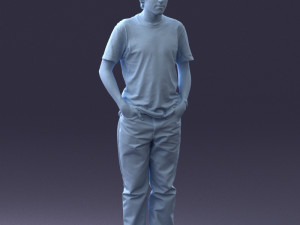 man in wolf t-shirt 0111-2 3d print ready Model Cetak 3D