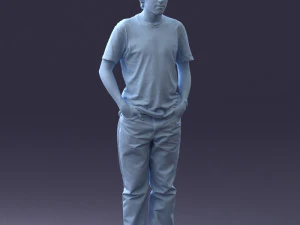 man in wolf t-shirt 0111-2 3d print ready 3D Print Model