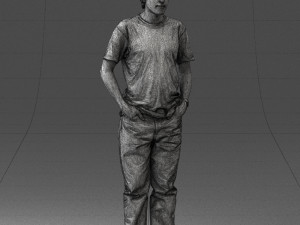 man in wolf t-shirt 0111-2 3d print ready Model Cetak 3D
