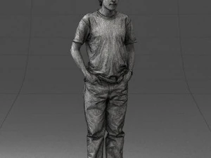 man in wolf t-shirt 0111-2 3d print ready 3D Print Model