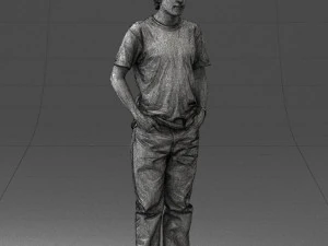 man in wolf t-shirt 0111-2 3d print ready 3D Print Model