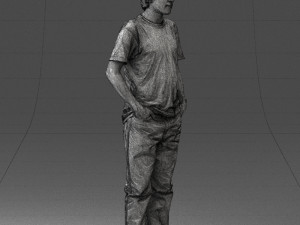 man in wolf t-shirt 0111-2 3d print ready Model Cetak 3D