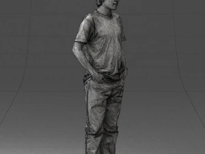 man in wolf t-shirt 0111-2 3d print ready 3D Print Model