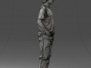 man in wolf t-shirt 0111-2 3d print ready Model Cetak 3D