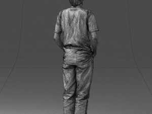 man in wolf t-shirt 0111-2 3d print ready Model Cetak 3D