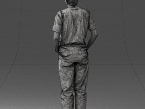 man in wolf t-shirt 0111-2 3d print ready Model Cetak 3D