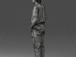 man in wolf t-shirt 0111-2 3d print ready Model Cetak 3D