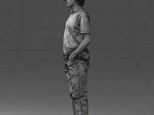 man in wolf t-shirt 0111-2 3d print ready 3D Print Model