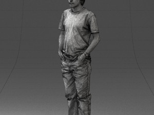 man in wolf t-shirt 0111-2 3d print ready Model Cetak 3D
