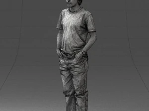 man in wolf t-shirt 0111-2 3d print ready 3D Print Model