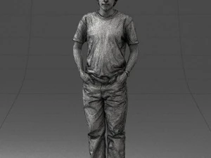 man in wolf t-shirt 0111-2 3d print ready 3D Print Model