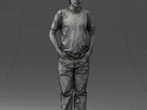 man in wolf t-shirt 0111-2 3d print ready 3D Print Model