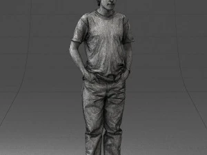 man in wolf t-shirt 0111-2 3d print ready 3D Print Model