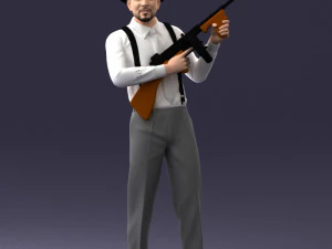 000289 Gangster con la mitragliatrice di Thompson 0105 Modello 3D