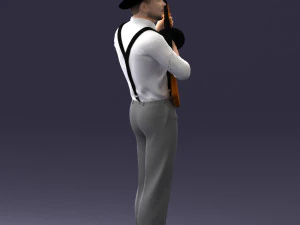 000289 Gangster with Thompsons Machine Weapon 0105 3D Model