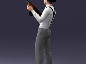 000289 Gangster with Thompsons Machine Weapon 0105 3D Model