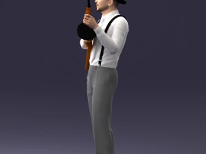 000289 Gangster with Thompsons Machine Weapon 0105 3D Model