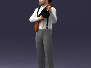 000289 Gangster with Thompsons Machine Weapon 0105 3D Model