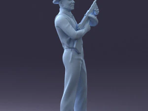 000289 Gangster with Thompsons Machine Weapon 0105 3D Model