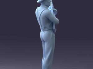 000289 Gangster with Thompsons Machine Weapon 0105 3D Model