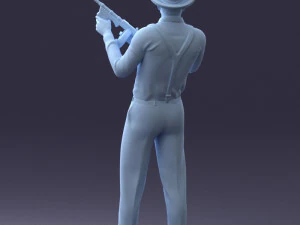 000289 Gangster with Thompsons Machine Weapon 0105 3D Model