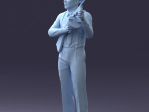 000289 Gangster with Thompsons Machine Weapon 0105 3D Model