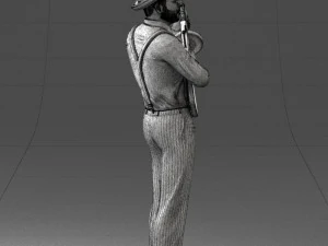000289 Gangster with Thompsons Machine Weapon 0105 3D Model