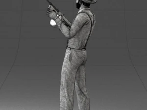 000289 Gangster with Thompsons Machine Weapon 0105 3D Model