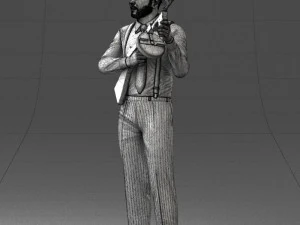 000289 Gangster with Thompsons Machine Weapon 0105 3D Model