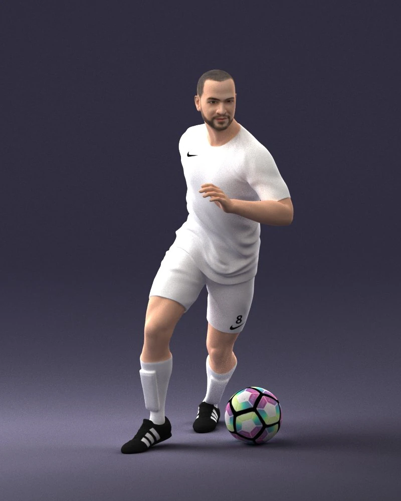 000184 Soccer Player with Ball 0912 3D Model .c4d .max .obj .3ds .fbx .stl .blend 