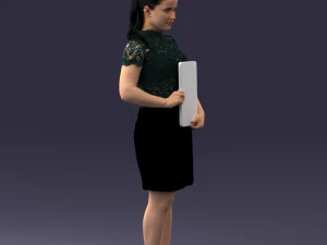 000183 Businesswoman Holding Tablet 0911 3D Model