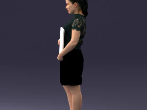 000183 Businesswoman Holding Tablet 0911 3D Model