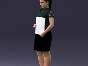 000183 Businesswoman Holding Tablet 0911 3D Model