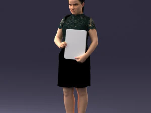 000183 Businesswoman Holding Tablet 0911 3D Model
