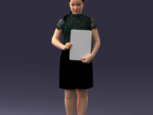 000183 Businesswoman Holding Tablet 0911 3D Model