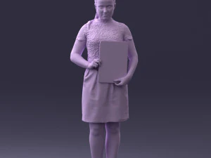000183 Businesswoman Holding Tablet 0911 3D Model