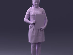 000183 Businesswoman Holding Tablet 0911 3D Model