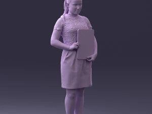 000183 Businesswoman Holding Tablet 0911 3D Model