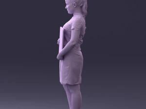 000183 Businesswoman Holding Tablet 0911 3D Model