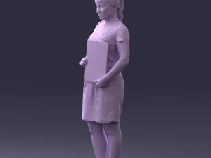 000183 Businesswoman Holding Tablet 0911 3D Model