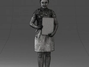 000183 Businesswoman Holding Tablet 0911 3D Model