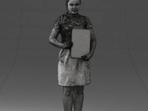 000183 Businesswoman Holding Tablet 0911 3D Model