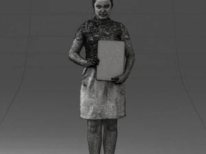 000183 Businesswoman Holding Tablet 0911 3D Model