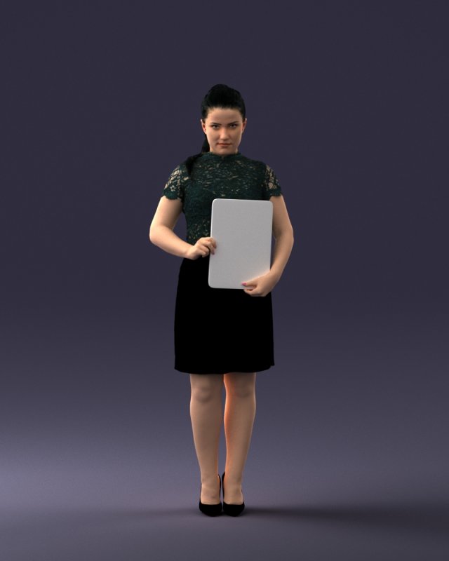 000183 Businesswoman Holding Tablet 0911 3dp 3D प्रिंट मॉडल .c4d .max .obj .3ds .fbx .stl .blend