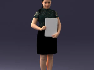 000183 Businesswoman Holding Tablet 0911 3dp 3D Print Model