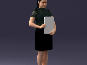 000183 Businesswoman Holding Tablet 0911 3dp 3D Print Model