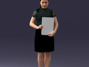 000183 Businesswoman Holding Tablet 0911 3dp 3D Print Model