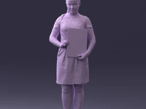 000183 Businesswoman Holding Tablet 0911 3dp 3D Print Model