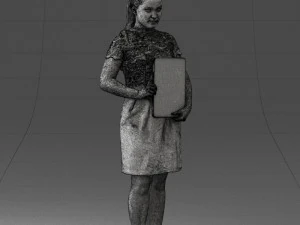 000183 Businesswoman Holding Tablet 0911 3dp 3D Print Model