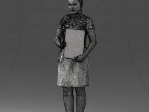 000183 Businesswoman Holding Tablet 0911 3dp 3D Print Model